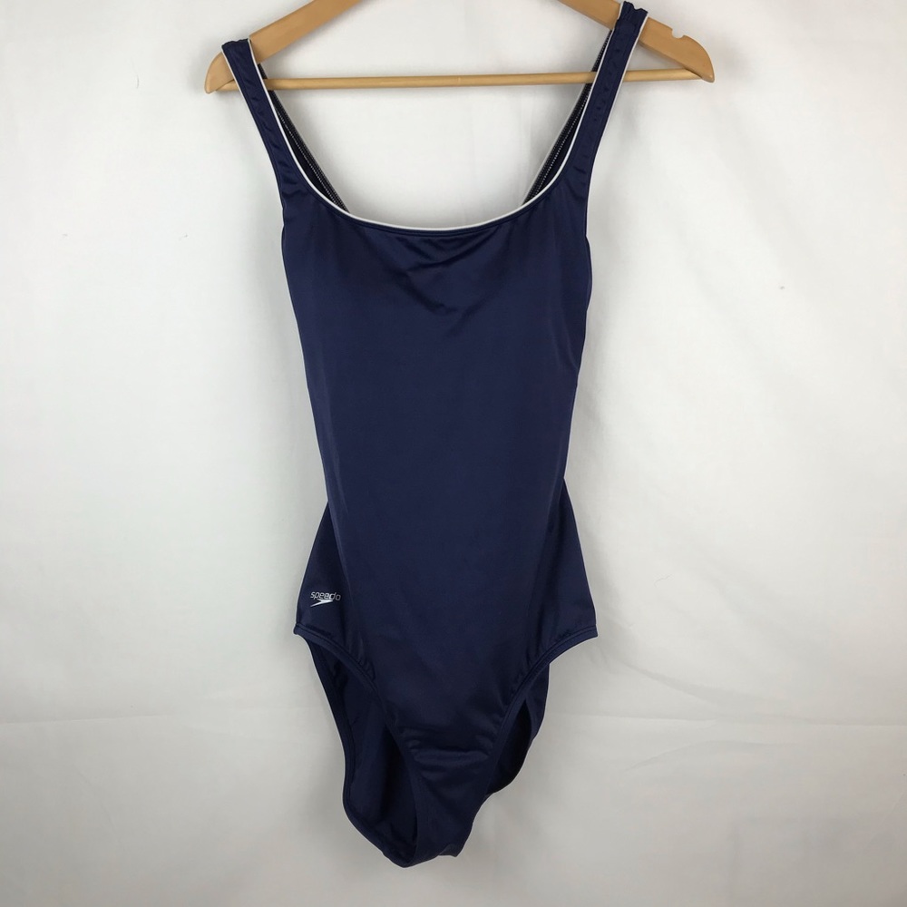 Speedo Size 12 One Piece Swimsuit Navy